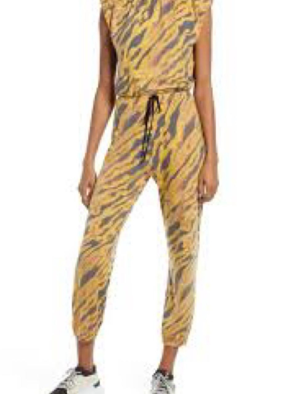 WAYF Hayden Padded Shoulder Animal Print Jumpsuit Size Small